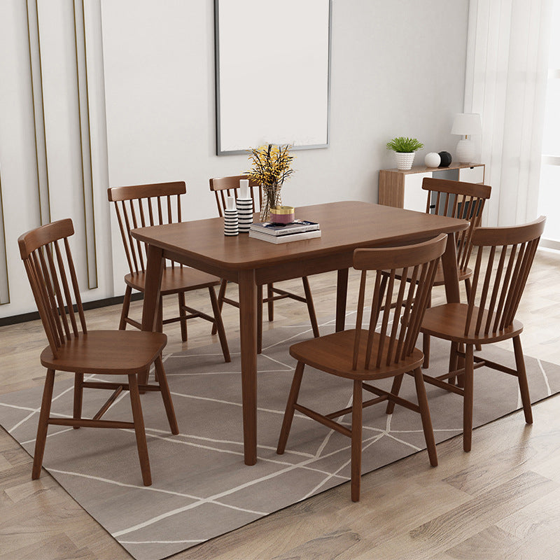 Rectangle Wood Dining Table Modern Rubber Wood Table in Nature/Walnut with 4 Legs Clearhalo ' dining_table' 'Dining Tables & Seating' 'Dining Tables' 'furn' 'furn_dining_table' 'Furniture' 'furniture_dining_table' 'Kitchen & Dining Furniture' 'kitchen&dining_furn' 'kitchen' 'kitchen_dining_table' 3969910