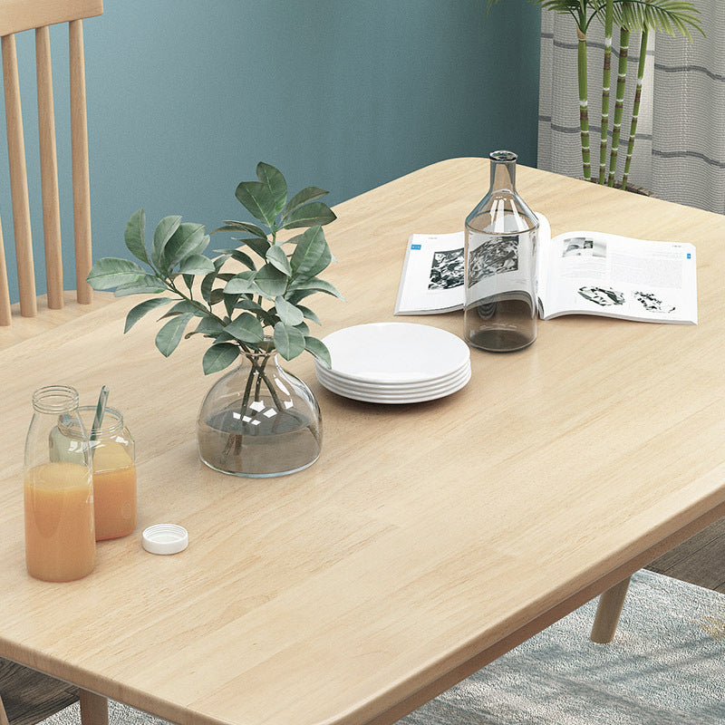 Rectangle Wood Dining Table Modern Rubber Wood Table in Nature/Walnut with 4 Legs Clearhalo ' dining_table' 'Dining Tables & Seating' 'Dining Tables' 'furn' 'furn_dining_table' 'Furniture' 'furniture_dining_table' 'Kitchen & Dining Furniture' 'kitchen&dining_furn' 'kitchen' 'kitchen_dining_table' 3969912