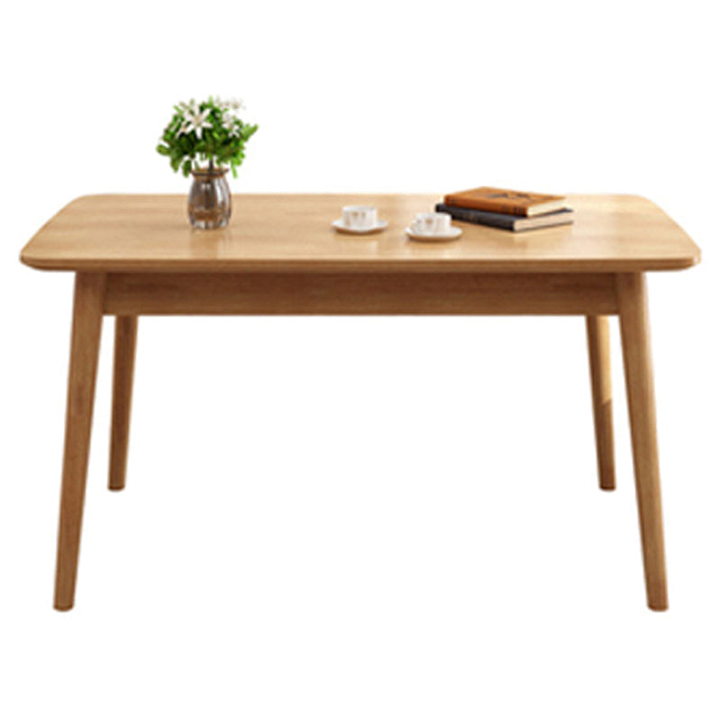 Rectangle Wood Dining Table Modern Rubber Wood Table in Nature/Walnut with 4 Legs Natural Without Chairs Clearhalo ' dining_table' 'Dining Tables & Seating' 'Dining Tables' 'furn' 'furn_dining_table' 'Furniture' 'furniture_dining_table' 'Kitchen & Dining Furniture' 'kitchen&dining_furn' 'kitchen' 'kitchen_dining_table' 3969913