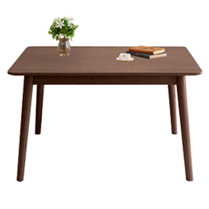 Rectangle Wood Dining Table Modern Rubber Wood Table in Nature/Walnut with 4 Legs Walnut Without Chairs Clearhalo ' dining_table' 'Dining Tables & Seating' 'Dining Tables' 'furn' 'furn_dining_table' 'Furniture' 'furniture_dining_table' 'Kitchen & Dining Furniture' 'kitchen&dining_furn' 'kitchen' 'kitchen_dining_table' 3969914