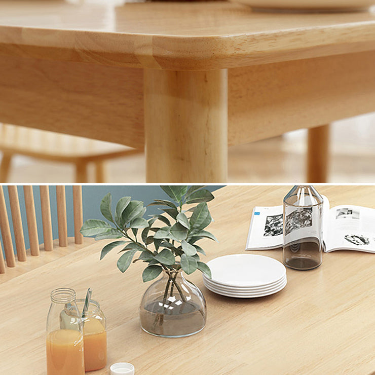 Rectangle Wood Dining Table Modern Rubber Wood Table in Nature/Walnut with 4 Legs Clearhalo ' dining_table' 'Dining Tables & Seating' 'Dining Tables' 'furn' 'furn_dining_table' 'Furniture' 'furniture_dining_table' 'Kitchen & Dining Furniture' 'kitchen&dining_furn' 'kitchen' 'kitchen_dining_table' 3969916