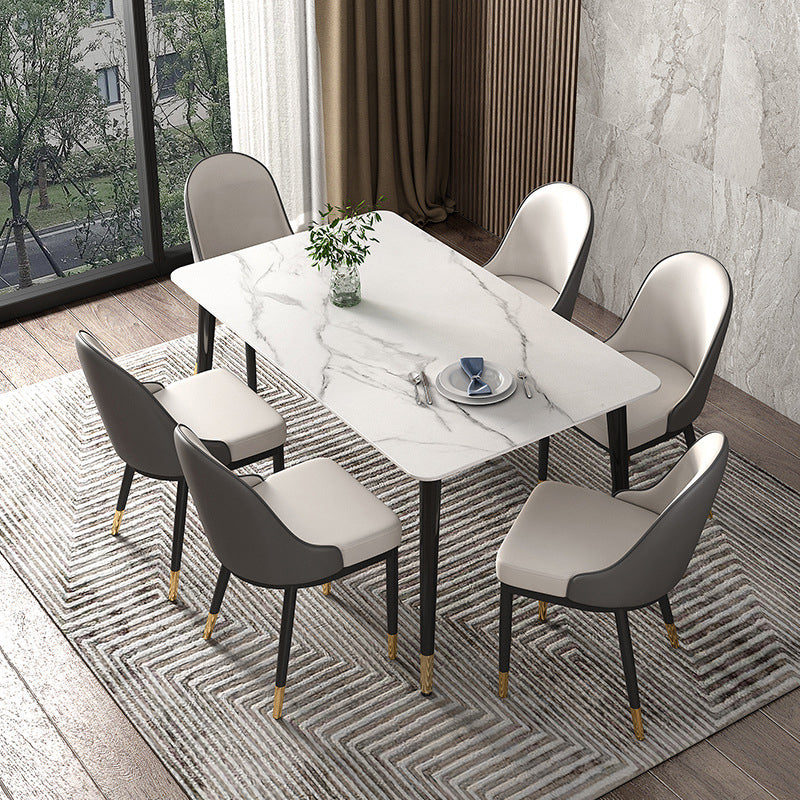 Traditional Luxury Rectangle Dining Table Sintered Stone Table with 4 Legs for Dining Room Clearhalo ' dining_table' 'Dining Tables & Seating' 'Dining Tables' 'Furniture' 'furniture_dining_table' 'Kitchen & Dining Furniture' 'kitchen&dining_furn' 'kitchen' 'kitchen_dining_table' 3969943