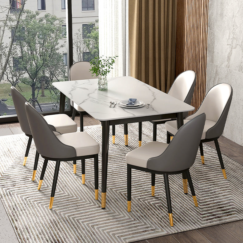 Traditional Luxury Rectangle Dining Table Sintered Stone Table with 4 Legs for Dining Room Clearhalo ' dining_table' 'Dining Tables & Seating' 'Dining Tables' 'Furniture' 'furniture_dining_table' 'Kitchen & Dining Furniture' 'kitchen&dining_furn' 'kitchen' 'kitchen_dining_table' 3969952