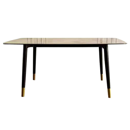 Traditional Luxury Rectangle Dining Table Grey Sintered Stone Table with 4 Black Legs Without Chairs Clearhalo ' dining_table' 'Dining Tables & Seating' 'Dining Tables' 'furn' 'furn_dining_table' 'Furniture' 'furniture_dining_table' 'Kitchen & Dining Furniture' 'kitchen&dining_furn' 'kitchen' 'kitchen_dining_table' 3969963