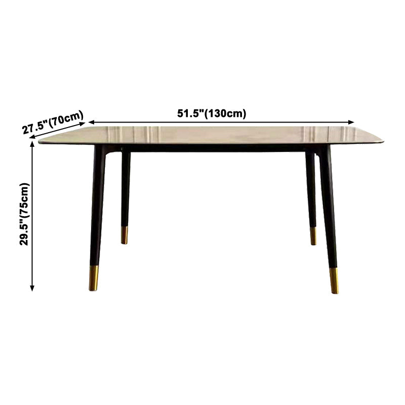 Traditional Luxury Rectangle Dining Table Grey Sintered Stone Table with 4 Black Legs Clearhalo ' dining_table' 'Dining Tables & Seating' 'Dining Tables' 'furn' 'furn_dining_table' 'Furniture' 'furniture_dining_table' 'Kitchen & Dining Furniture' 'kitchen&dining_furn' 'kitchen' 'kitchen_dining_table' 3969965
