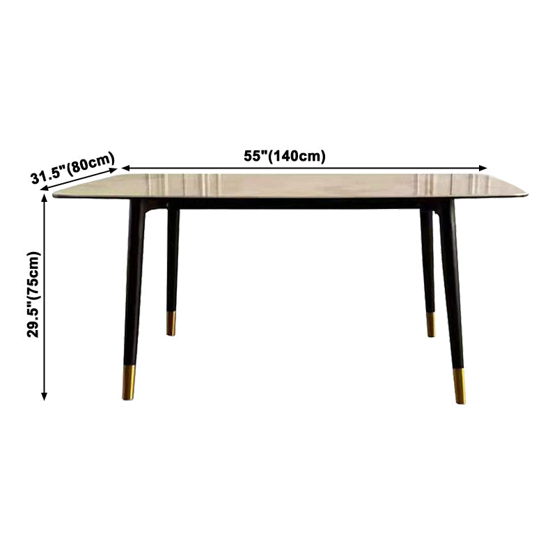 Traditional Luxury Rectangle Dining Table Grey Sintered Stone Table with 4 Black Legs Clearhalo ' dining_table' 'Dining Tables & Seating' 'Dining Tables' 'furn' 'furn_dining_table' 'Furniture' 'furniture_dining_table' 'Kitchen & Dining Furniture' 'kitchen&dining_furn' 'kitchen' 'kitchen_dining_table' 3969966