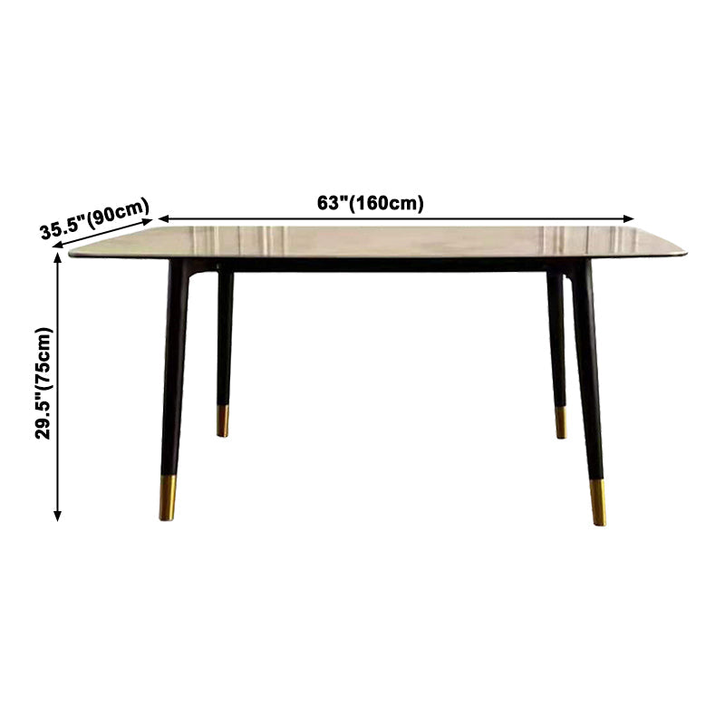 Traditional Luxury Rectangle Dining Table Grey Sintered Stone Table with 4 Black Legs Clearhalo ' dining_table' 'Dining Tables & Seating' 'Dining Tables' 'furn' 'furn_dining_table' 'Furniture' 'furniture_dining_table' 'Kitchen & Dining Furniture' 'kitchen&dining_furn' 'kitchen' 'kitchen_dining_table' 3969968