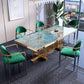 Luxury Sintered Stone Top Dining Table in Blue Rectangle Table with Gold Metal Pedestal Clearhalo ' dining_table' 'Dining Tables & Seating' 'Dining Tables' 'furn' 'furn_dining_table' 'Furniture' 'furniture_dining_table' 'Kitchen & Dining Furniture' 'kitchen&dining_furn' 'kitchen' 'kitchen_dining_table' 3969970