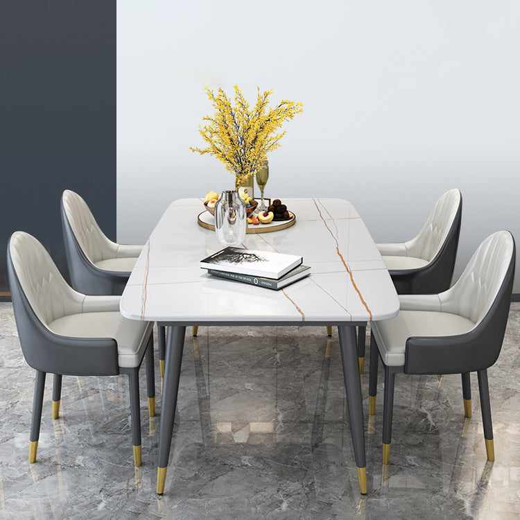Traditional Luxury Rectangle Dining Table Sintered Stone Table with 4 Black Legs for Dining Room Clearhalo ' dining_table' 'Dining Tables & Seating' 'Dining Tables' 'furn' 'furn_dining_table' 'Furniture' 'furniture_dining_table' 'Kitchen & Dining Furniture' 'kitchen&dining_furn' 'kitchen' 'kitchen_dining_table' 3969985