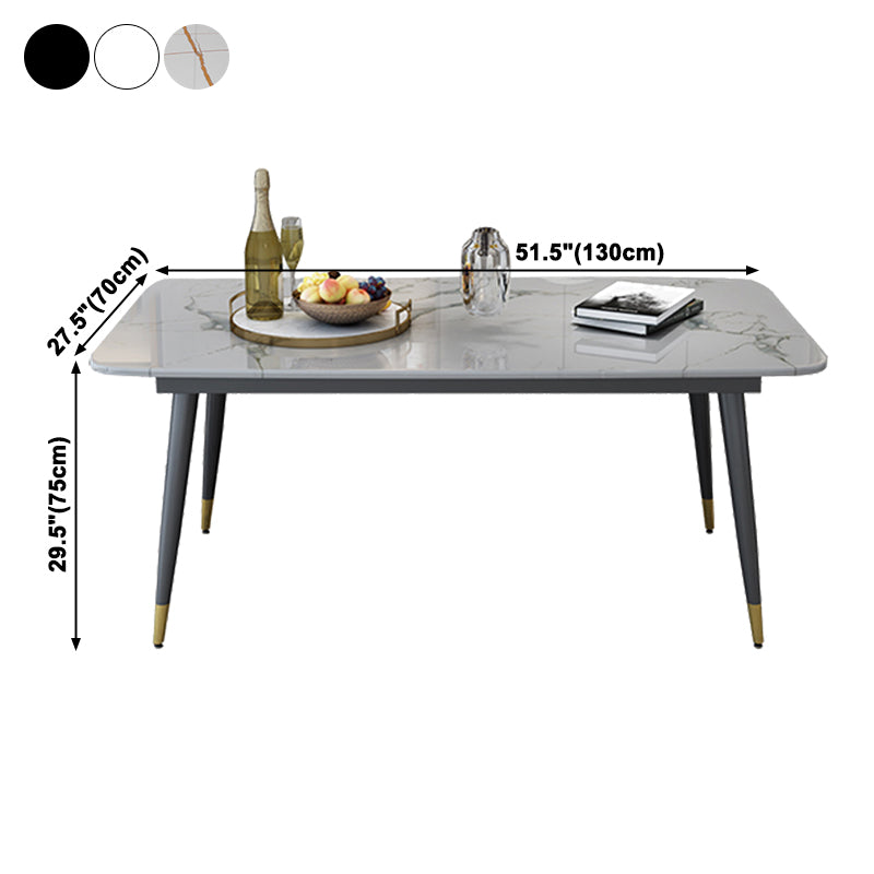 Traditional Luxury Rectangle Dining Table Sintered Stone Table with 4 Black Legs for Dining Room Clearhalo ' dining_table' 'Dining Tables & Seating' 'Dining Tables' 'furn' 'furn_dining_table' 'Furniture' 'furniture_dining_table' 'Kitchen & Dining Furniture' 'kitchen&dining_furn' 'kitchen' 'kitchen_dining_table' 3969990
