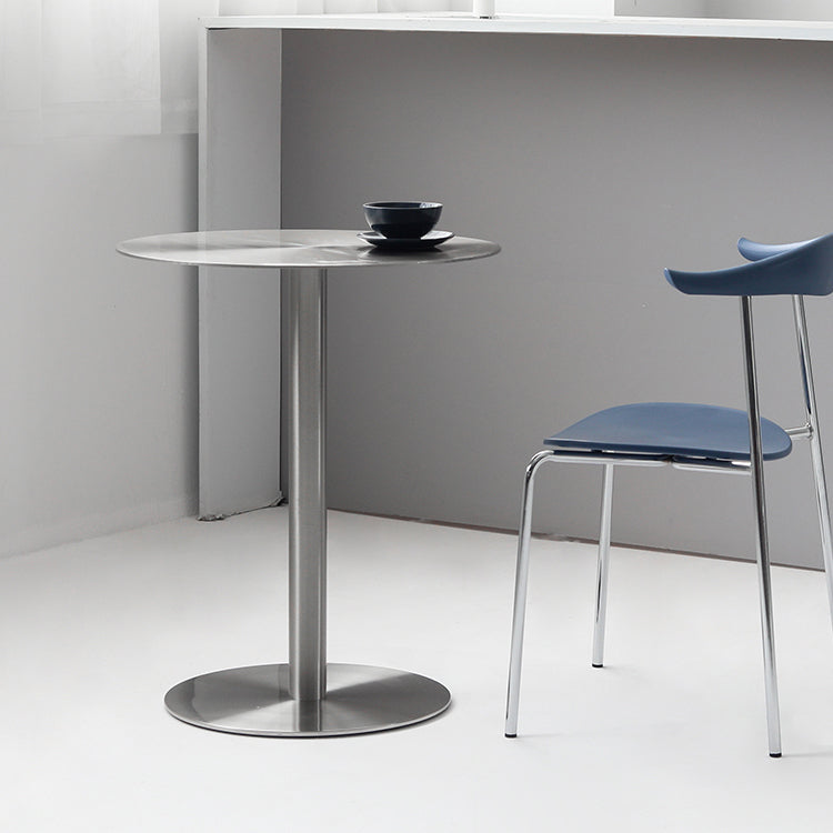 Industrial Dining Table Stainless Steel Table with Pedestal Base for Dining Room Clearhalo ' dining_table' 'Dining Tables & Seating' 'Dining Tables' 'furn' 'furn_dining_table' 'Furniture' 'furniture_dining_table' 'Kitchen & Dining Furniture' 'kitchen&dining_furn' 'kitchen' 'kitchen_dining_table' 3970017