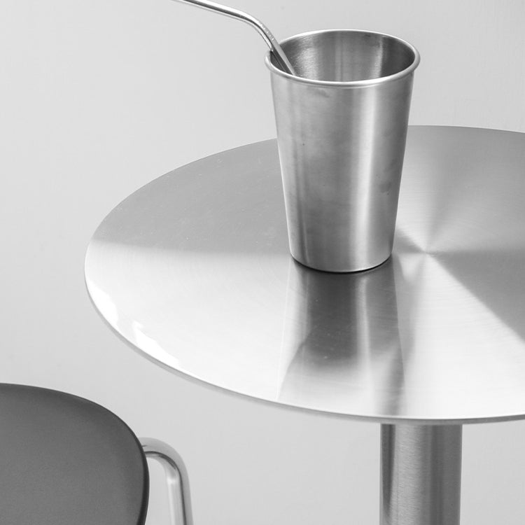Industrial Dining Table Stainless Steel Table with Pedestal Base for Dining Room Clearhalo ' dining_table' 'Dining Tables & Seating' 'Dining Tables' 'furn' 'furn_dining_table' 'Furniture' 'furniture_dining_table' 'Kitchen & Dining Furniture' 'kitchen&dining_furn' 'kitchen' 'kitchen_dining_table' 3970022