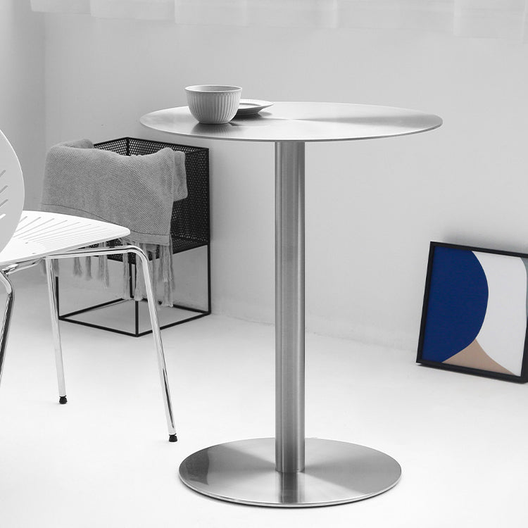 Industrial Dining Table Stainless Steel Table with Pedestal Base for Dining Room Clearhalo ' dining_table' 'Dining Tables & Seating' 'Dining Tables' 'furn' 'furn_dining_table' 'Furniture' 'furniture_dining_table' 'Kitchen & Dining Furniture' 'kitchen&dining_furn' 'kitchen' 'kitchen_dining_table' 3970024