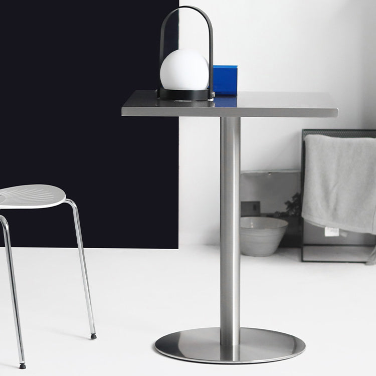 Industrial Dining Table Stainless Steel Table with Pedestal Base for Dining Room Clearhalo ' dining_table' 'Dining Tables & Seating' 'Dining Tables' 'furn' 'furn_dining_table' 'Furniture' 'furniture_dining_table' 'Kitchen & Dining Furniture' 'kitchen&dining_furn' 'kitchen' 'kitchen_dining_table' 3970026