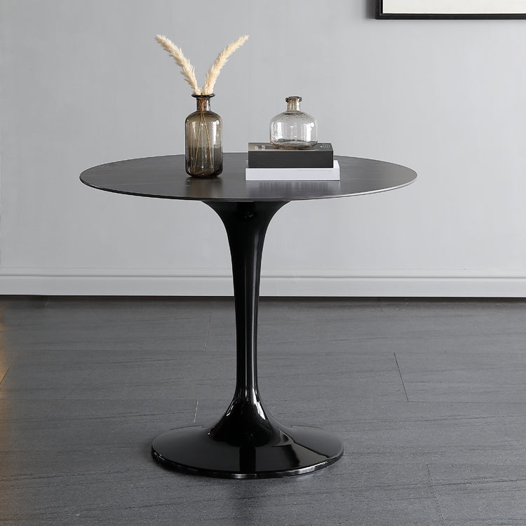Simplicity Round Dining Table Sintered Stone Table with Tulip Base for Dining Room Black Without Chairs Clearhalo ' dining_table' 'Dining Tables & Seating' 'Dining Tables' 'furn' 'furn_dining_table' 'Furniture' 'furniture_dining_table' 'Kitchen & Dining Furniture' 'kitchen&dining_furn' 'kitchen' 'kitchen_dining_table' 3970033