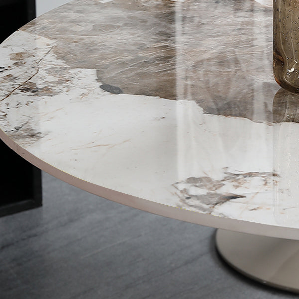 Simplicity Round Dining Table Sintered Stone Table with Tulip Base for Dining Room Clearhalo ' dining_table' 'Dining Tables & Seating' 'Dining Tables' 'furn' 'furn_dining_table' 'Furniture' 'furniture_dining_table' 'Kitchen & Dining Furniture' 'kitchen&dining_furn' 'kitchen' 'kitchen_dining_table' 3970034