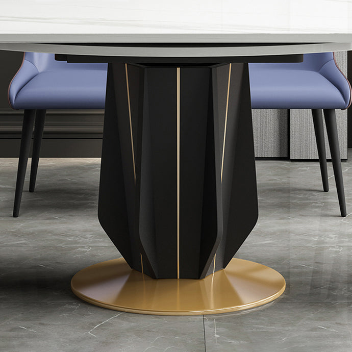 Simplicity Round Dining Room Table Sintered Stone Table with Pedestal Base Clearhalo ' dining_table' 'Dining Tables & Seating' 'Dining Tables' 'furn' 'furn_dining_table' 'Furniture' 'furniture_dining_table' 'Kitchen & Dining Furniture' 'kitchen&dining_furn' 'kitchen' 'kitchen_dining_table' 3970074