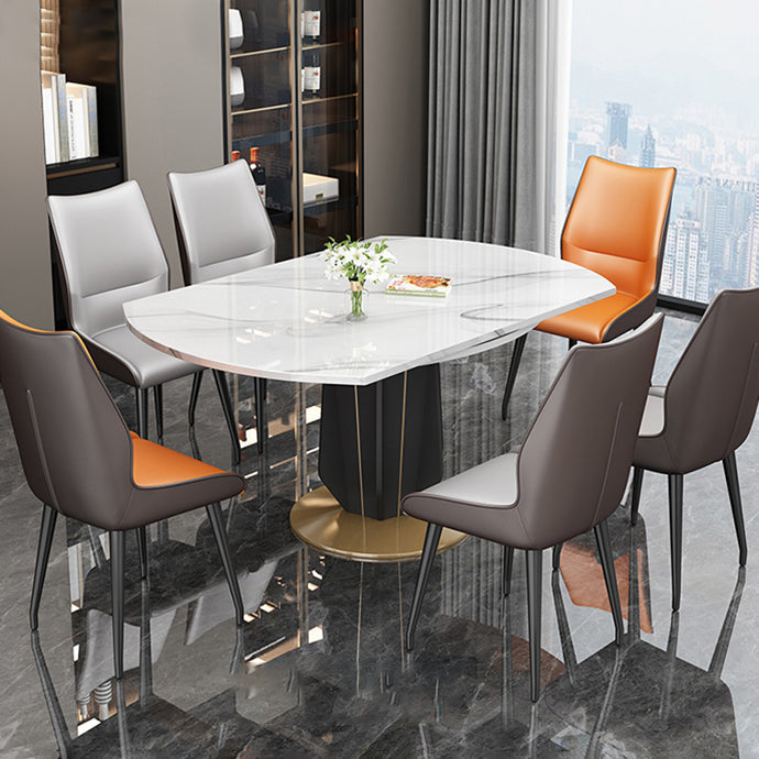 Simplicity Round Dining Room Table Sintered Stone Table with Pedestal Base Clearhalo ' dining_table' 'Dining Tables & Seating' 'Dining Tables' 'furn' 'furn_dining_table' 'Furniture' 'furniture_dining_table' 'Kitchen & Dining Furniture' 'kitchen&dining_furn' 'kitchen' 'kitchen_dining_table' 3970076