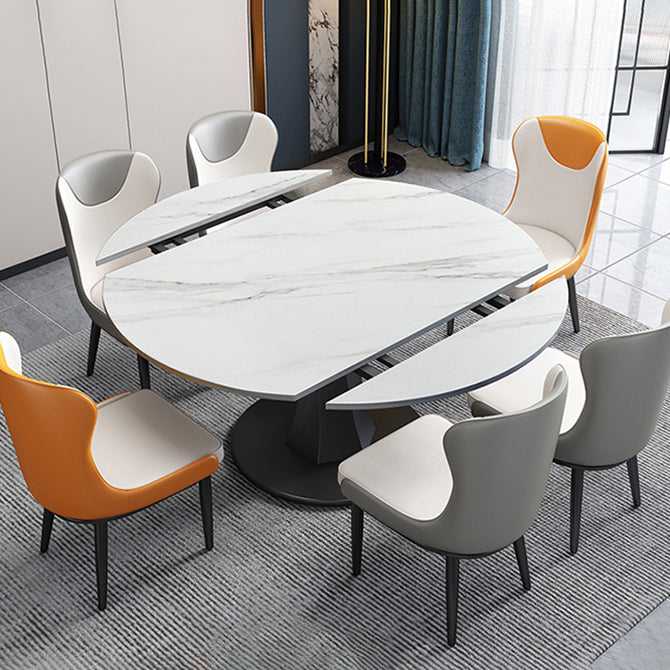 Simplicity Round Dining Room Table Sintered Stone Table with Pedestal Base Clearhalo ' dining_table' 'Dining Tables & Seating' 'Dining Tables' 'furn' 'furn_dining_table' 'Furniture' 'furniture_dining_table' 'Kitchen & Dining Furniture' 'kitchen&dining_furn' 'kitchen' 'kitchen_dining_table' 3970078