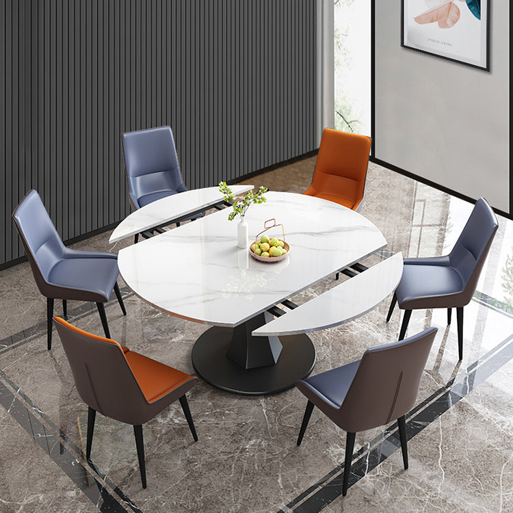 Simplicity Round Dining Room Table Sintered Stone Table with Black Pedestal Base Clearhalo ' dining_table' 'Dining Tables & Seating' 'Dining Tables' 'furn' 'furn_dining_table' 'Furniture' 'furniture_dining_table' 'Kitchen & Dining Furniture' 'kitchen&dining_furn' 'kitchen' 'kitchen_dining_table' 3970088