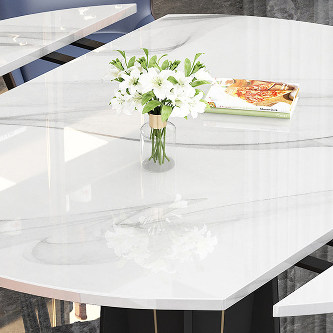 Simplicity Round Dining Room Table Sintered Stone Table with Black Pedestal Base Clearhalo ' dining_table' 'Dining Tables & Seating' 'Dining Tables' 'furn' 'furn_dining_table' 'Furniture' 'furniture_dining_table' 'Kitchen & Dining Furniture' 'kitchen&dining_furn' 'kitchen' 'kitchen_dining_table' 3970091
