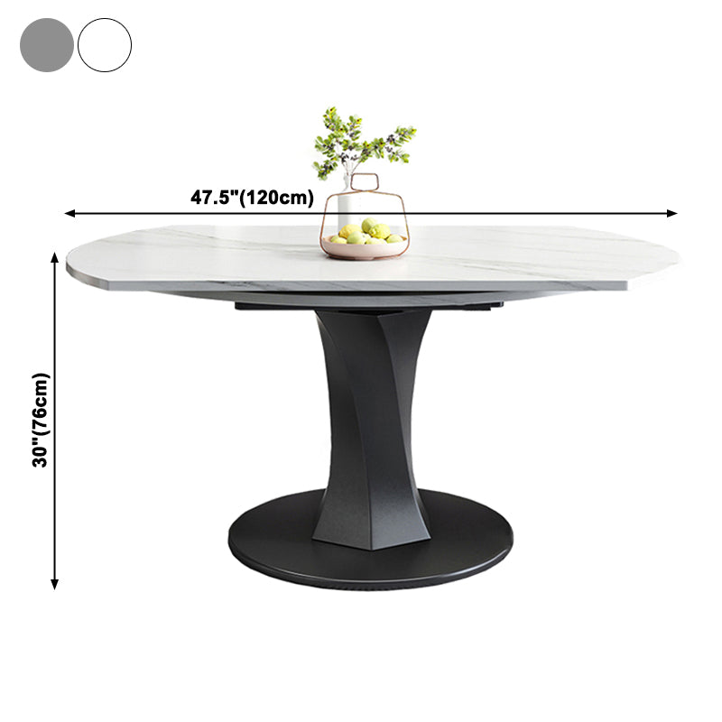 Simplicity Round Dining Room Table Sintered Stone Table with Black Pedestal Base Clearhalo ' dining_table' 'Dining Tables & Seating' 'Dining Tables' 'furn' 'furn_dining_table' 'Furniture' 'furniture_dining_table' 'Kitchen & Dining Furniture' 'kitchen&dining_furn' 'kitchen' 'kitchen_dining_table' 3970096