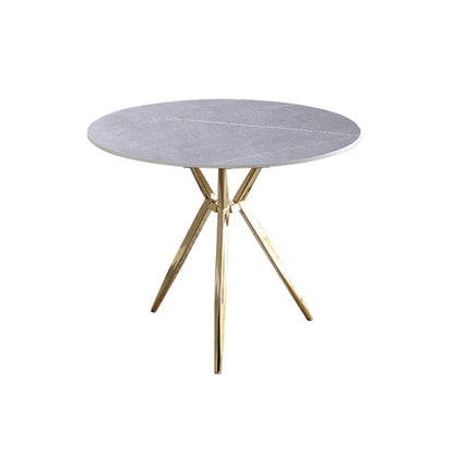 Modern Style Round Dining Table Sintered Stone Table with Metal Base for Home Use Gray Gold Clearhalo ' dining_table' 'Dining Tables & Seating' 'Dining Tables' 'furn' 'furn_dining_table' 'Furniture' 'furniture_dining_table' 'Kitchen & Dining Furniture' 'kitchen&dining_furn' 'kitchen' 'kitchen_dining_table' 3970152