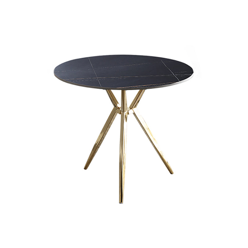 Modern Style Round Dining Table Sintered Stone Table with Metal Base for Home Use Black Gold Clearhalo ' dining_table' 'Dining Tables & Seating' 'Dining Tables' 'furn' 'furn_dining_table' 'Furniture' 'furniture_dining_table' 'Kitchen & Dining Furniture' 'kitchen&dining_furn' 'kitchen' 'kitchen_dining_table' 3970153