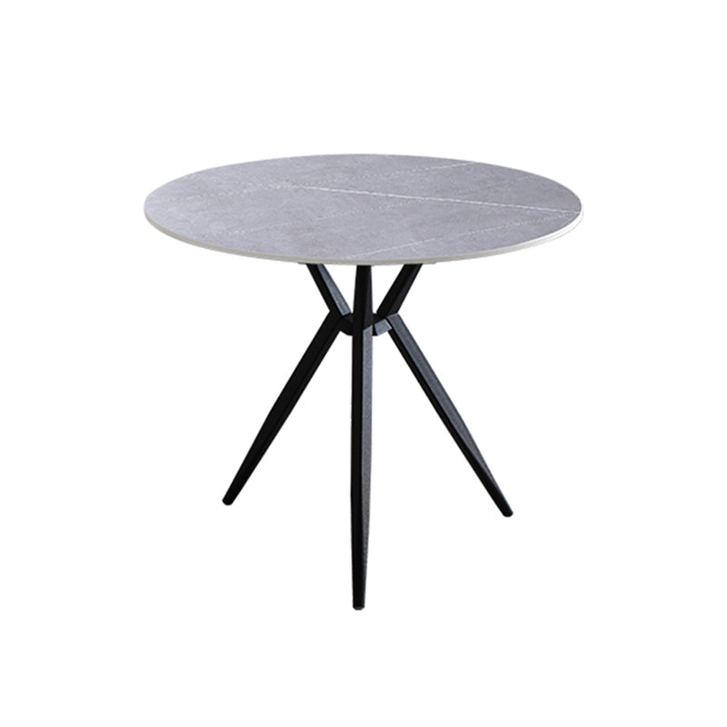 Modern Style Round Dining Table Sintered Stone Table with Metal Base for Home Use Gray Black Clearhalo ' dining_table' 'Dining Tables & Seating' 'Dining Tables' 'furn' 'furn_dining_table' 'Furniture' 'furniture_dining_table' 'Kitchen & Dining Furniture' 'kitchen&dining_furn' 'kitchen' 'kitchen_dining_table' 3970162