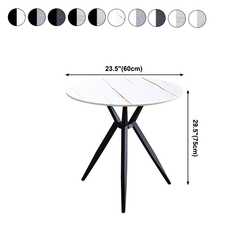 Modern Style Round Dining Table Sintered Stone Table with Metal Base for Home Use Clearhalo ' dining_table' 'Dining Tables & Seating' 'Dining Tables' 'furn' 'furn_dining_table' 'Furniture' 'furniture_dining_table' 'Kitchen & Dining Furniture' 'kitchen&dining_furn' 'kitchen' 'kitchen_dining_table' 3970167