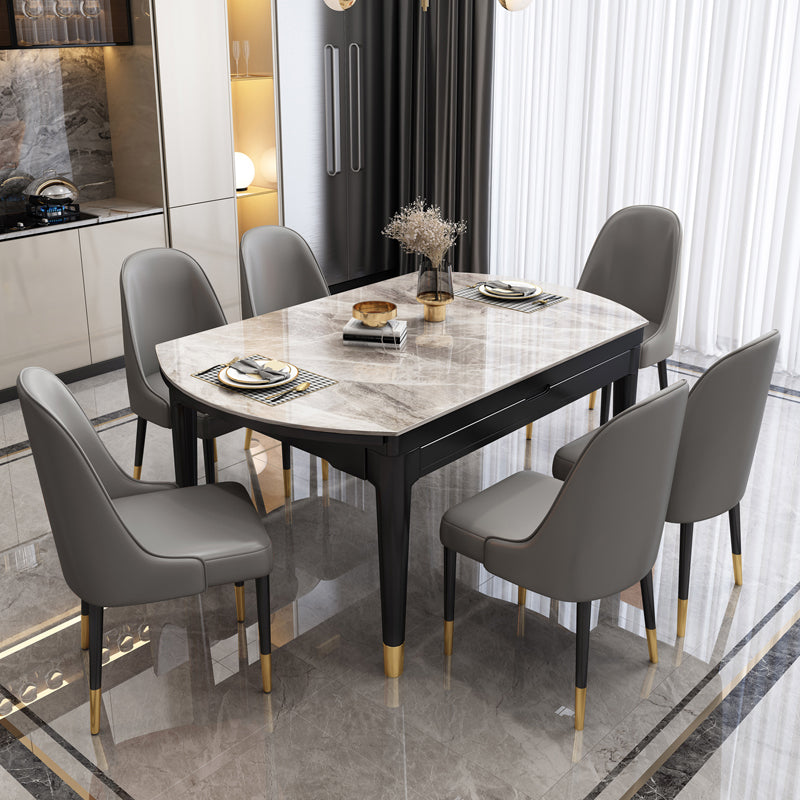 Traditional Luxury Round Dining Site Table Stone Drop-Leaf Dining Room Home Furniture Clearhalo ' dining_table' 'Dining Tables & Seating' 'Dining Tables' 'furn' 'furn_dining_table' 'Furniture' 'furniture_dining_table' 'Kitchen & Dining Furniture' 'kitchen&dining_furn' 'kitchen' 'kitchen_dining_table' 3970171