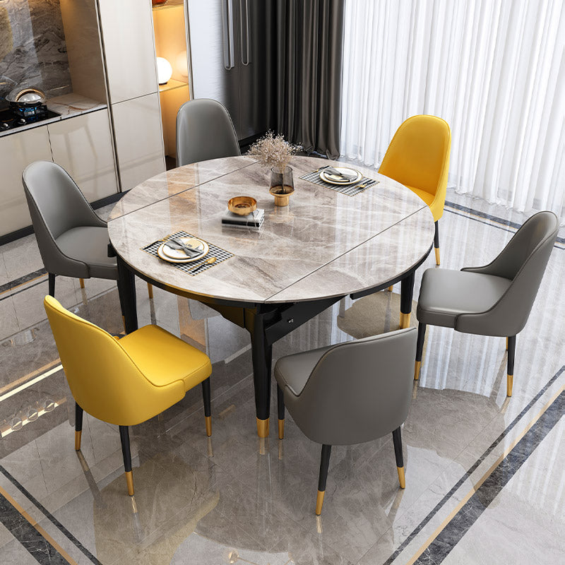 Traditional Luxury Round Dining Site Table Stone Drop-Leaf Dining Room Home Furniture Clearhalo ' dining_table' 'Dining Tables & Seating' 'Dining Tables' 'furn' 'furn_dining_table' 'Furniture' 'furniture_dining_table' 'Kitchen & Dining Furniture' 'kitchen&dining_furn' 'kitchen' 'kitchen_dining_table' 3970173