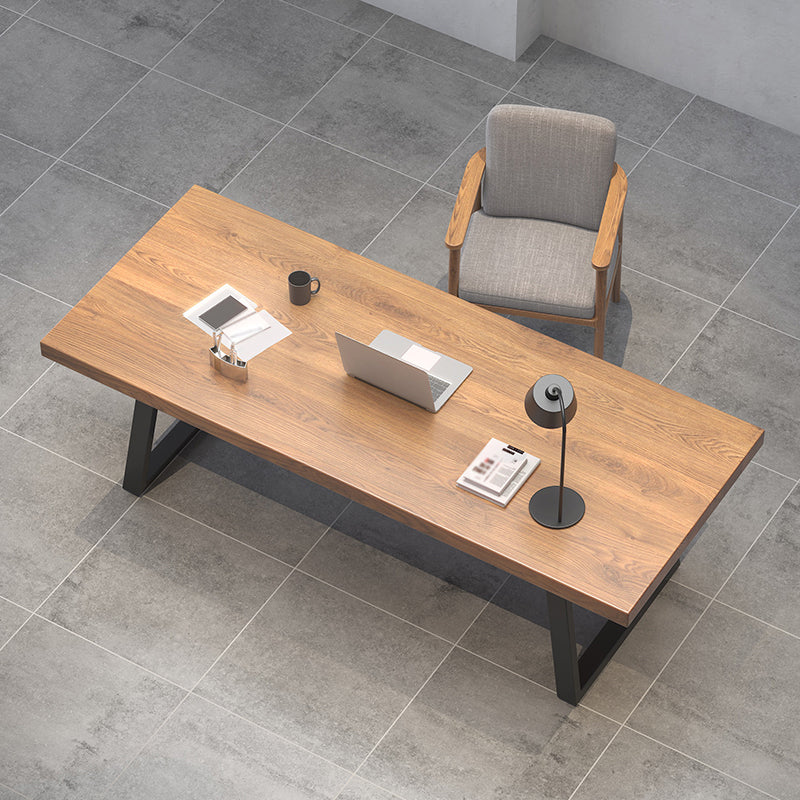 Rectangle Industrial Dining Table Wood Color Fixed Table with Pinewood Solid Wood Clearhalo ' dining_table' 'Dining Tables & Seating' 'Dining Tables' 'furn' 'furn_dining_table' 'Furniture' 'furniture_dining_table' 'Kitchen & Dining Furniture' 'kitchen&dining_furn' 'kitchen' 'kitchen_dining_table' 3970181