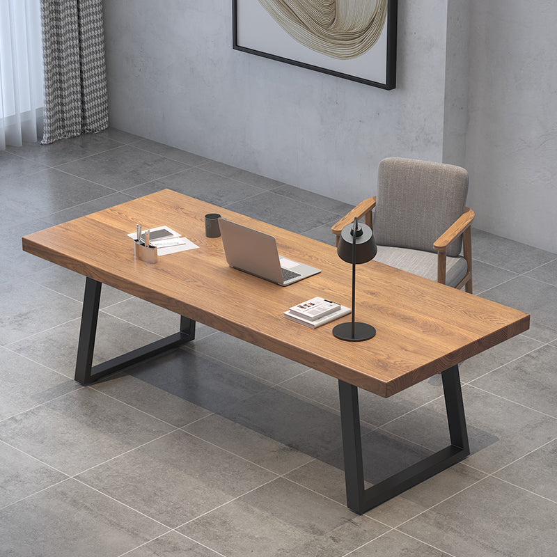 Rectangle Industrial Dining Table Wood Color Fixed Table with Pinewood Solid Wood Clearhalo ' dining_table' 'Dining Tables & Seating' 'Dining Tables' 'furn' 'furn_dining_table' 'Furniture' 'furniture_dining_table' 'Kitchen & Dining Furniture' 'kitchen&dining_furn' 'kitchen' 'kitchen_dining_table' 3970183