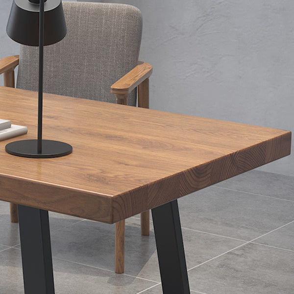 Rectangle Industrial Dining Table Wood Color Fixed Table with Pinewood Solid Wood Clearhalo ' dining_table' 'Dining Tables & Seating' 'Dining Tables' 'furn' 'furn_dining_table' 'Furniture' 'furniture_dining_table' 'Kitchen & Dining Furniture' 'kitchen&dining_furn' 'kitchen' 'kitchen_dining_table' 3970187