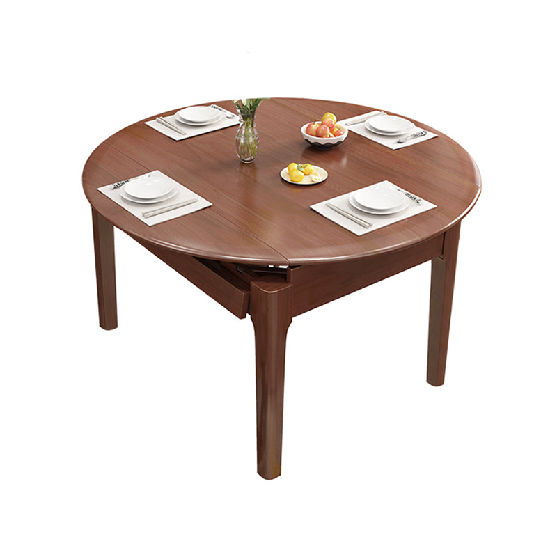 Modern Rubberwood Dinner Table Round Drop-Leaf Table with 4 Legs for Dining Room Brown Without Chairs Clearhalo ' dining_table' 'Dining Tables & Seating' 'Dining Tables' 'furn' 'furn_dining_table' 'Furniture' 'furniture_dining_table' 'Kitchen & Dining Furniture' 'kitchen&dining_furn' 'kitchen' 'kitchen_dining_table' 3970196
