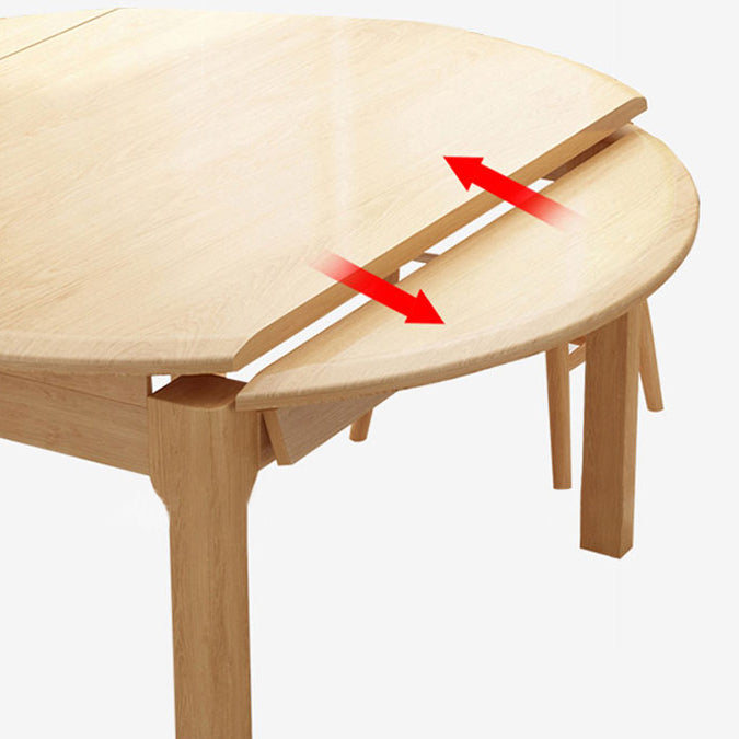 Modern Rubberwood Dinner Table Round Drop-Leaf Table with 4 Legs for Dining Room Clearhalo ' dining_table' 'Dining Tables & Seating' 'Dining Tables' 'furn' 'furn_dining_table' 'Furniture' 'furniture_dining_table' 'Kitchen & Dining Furniture' 'kitchen&dining_furn' 'kitchen' 'kitchen_dining_table' 3970201