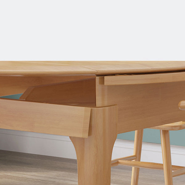 Modern Rubberwood Dinner Table Round Drop-Leaf Table with 4 Legs for Dining Room Clearhalo ' dining_table' 'Dining Tables & Seating' 'Dining Tables' 'furn' 'furn_dining_table' 'Furniture' 'furniture_dining_table' 'Kitchen & Dining Furniture' 'kitchen&dining_furn' 'kitchen' 'kitchen_dining_table' 3970204