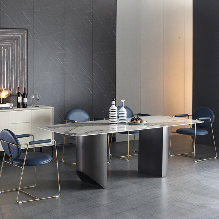 Metal Traditional Luxury Rectangle Table Sintered Stone Indoor Table for Dining Room Clearhalo ' dining_table' 'Dining Tables & Seating' 'Dining Tables' 'furn' 'furn_dining_table' 'Furniture' 'furniture_dining_table' 'Kitchen & Dining Furniture' 'kitchen&dining_furn' 'kitchen' 'kitchen_dining_table' 3970232