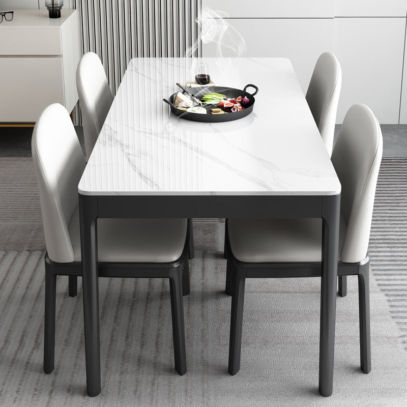 Rectangle Shape Sintered Stone Dining Table Simplicity 4 Legs Table for Dining Room White Without Chairs Clearhalo ' dining_table' 'Dining Tables & Seating' 'Dining Tables' 'furn' 'furn_dining_table' 'Furniture' 'furniture_dining_table' 'Kitchen & Dining Furniture' 'kitchen&dining_furn' 'kitchen' 'kitchen_dining_table' 3970242