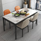 Rectangle Shape Sintered Stone Dining Table Simplicity 4 Legs Table for Dining Room Brown Without Chairs Clearhalo ' dining_table' 'Dining Tables & Seating' 'Dining Tables' 'furn' 'furn_dining_table' 'Furniture' 'furniture_dining_table' 'Kitchen & Dining Furniture' 'kitchen&dining_furn' 'kitchen' 'kitchen_dining_table' 3970243