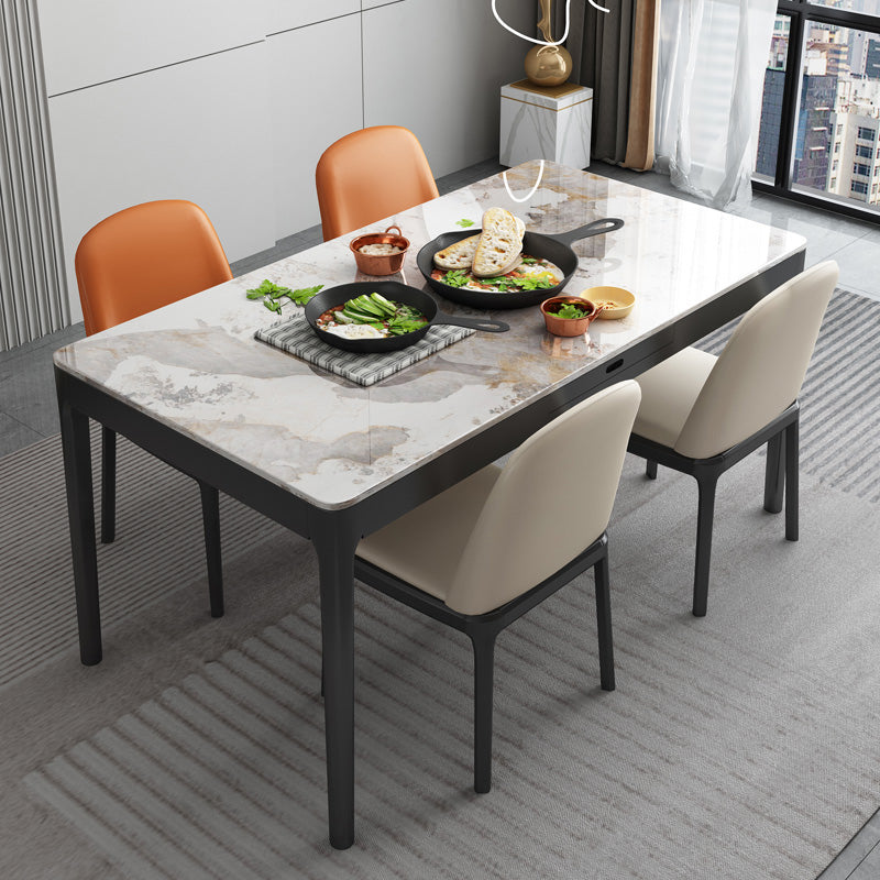 Rectangle Shape Sintered Stone Dining Table Simplicity 4 Legs Table for Dining Room Brown Without Chairs Clearhalo ' dining_table' 'Dining Tables & Seating' 'Dining Tables' 'furn' 'furn_dining_table' 'Furniture' 'furniture_dining_table' 'Kitchen & Dining Furniture' 'kitchen&dining_furn' 'kitchen' 'kitchen_dining_table' 3970243