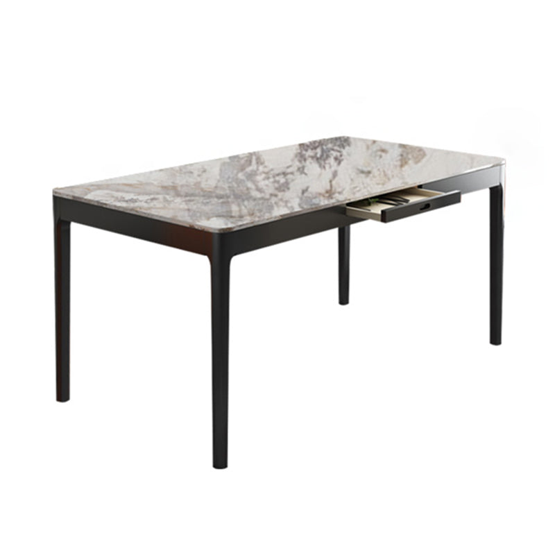 Rectangle Shape Sintered Stone Dining Table Simplicity 4 Legs Table for Dining Room Gray Without Chairs Clearhalo ' dining_table' 'Dining Tables & Seating' 'Dining Tables' 'furn' 'furn_dining_table' 'Furniture' 'furniture_dining_table' 'Kitchen & Dining Furniture' 'kitchen&dining_furn' 'kitchen' 'kitchen_dining_table' 3970245