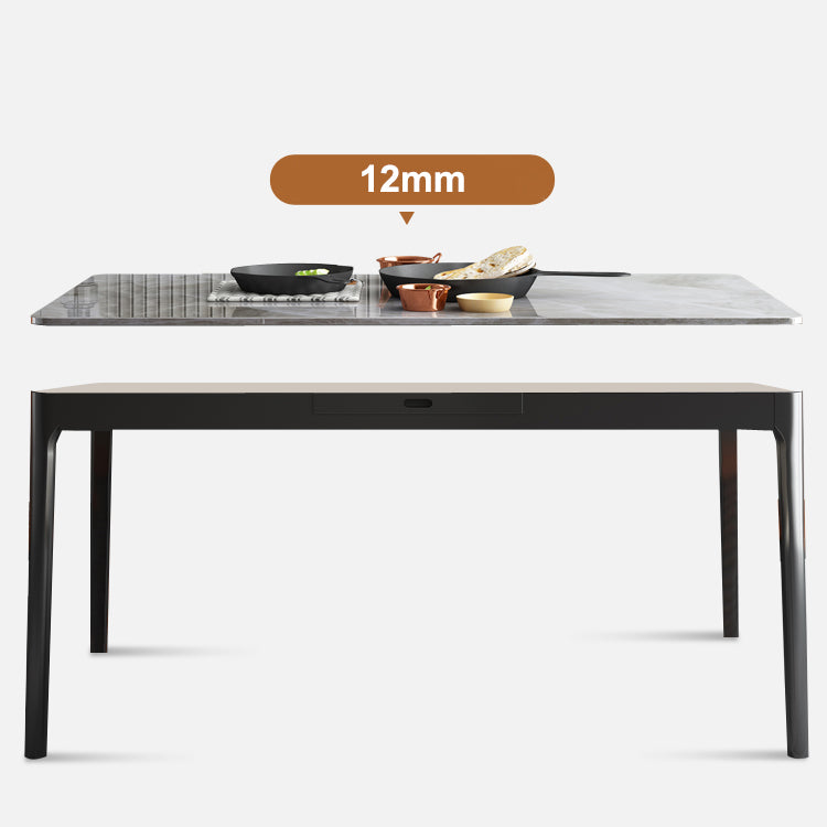 Rectangle Shape Sintered Stone Dining Table Simplicity 4 Legs Table for Dining Room Clearhalo ' dining_table' 'Dining Tables & Seating' 'Dining Tables' 'furn' 'furn_dining_table' 'Furniture' 'furniture_dining_table' 'Kitchen & Dining Furniture' 'kitchen&dining_furn' 'kitchen' 'kitchen_dining_table' 3970246