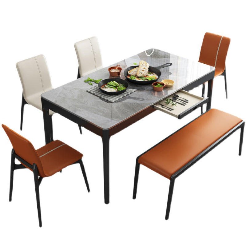 Rectangle Shape Sintered Stone Dining Table Simplicity 4 Legs Table for Dining Room Clearhalo ' dining_table' 'Dining Tables & Seating' 'Dining Tables' 'furn' 'furn_dining_table' 'Furniture' 'furniture_dining_table' 'Kitchen & Dining Furniture' 'kitchen&dining_furn' 'kitchen' 'kitchen_dining_table' 3970250