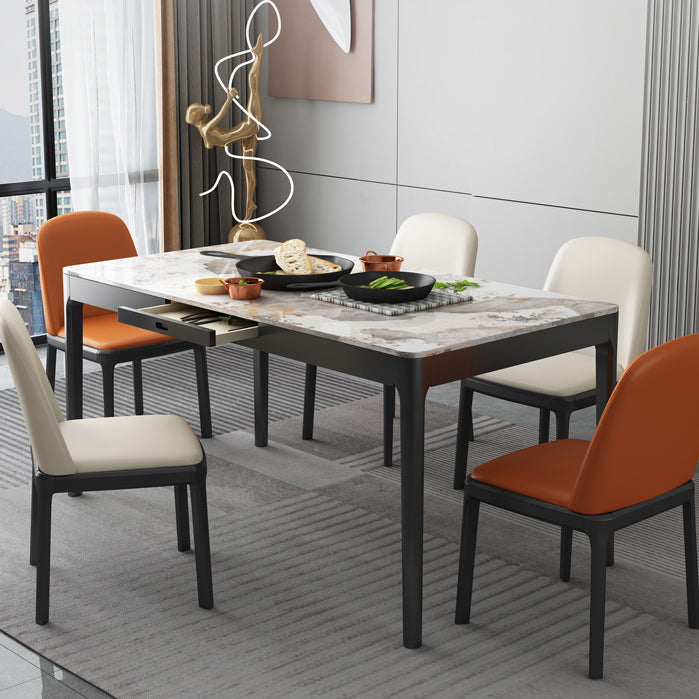Rectangle Shape Sintered Stone Dining Table Simplicity 4 Legs Table for Dining Room Clearhalo ' dining_table' 'Dining Tables & Seating' 'Dining Tables' 'furn' 'furn_dining_table' 'Furniture' 'furniture_dining_table' 'Kitchen & Dining Furniture' 'kitchen&dining_furn' 'kitchen' 'kitchen_dining_table' 3970252