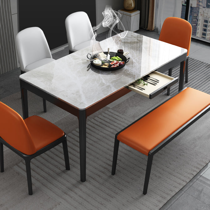 Rectangle Shape Sintered Stone Dining Table Simplicity 4 Legs Table for Dining Room Clearhalo ' dining_table' 'Dining Tables & Seating' 'Dining Tables' 'furn' 'furn_dining_table' 'Furniture' 'furniture_dining_table' 'Kitchen & Dining Furniture' 'kitchen&dining_furn' 'kitchen' 'kitchen_dining_table' 3970254