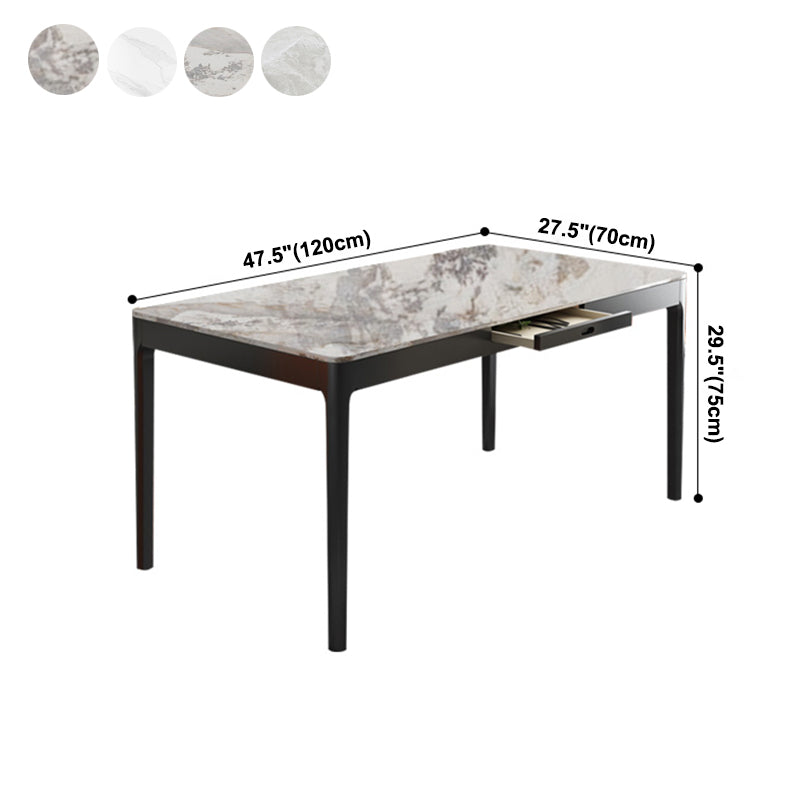 Rectangle Shape Sintered Stone Dining Table Simplicity 4 Legs Table for Dining Room Clearhalo ' dining_table' 'Dining Tables & Seating' 'Dining Tables' 'furn' 'furn_dining_table' 'Furniture' 'furniture_dining_table' 'Kitchen & Dining Furniture' 'kitchen&dining_furn' 'kitchen' 'kitchen_dining_table' 3970256