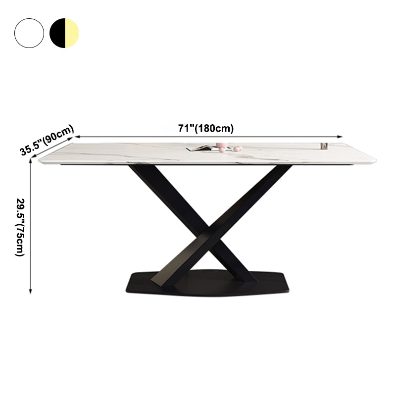Simple Kitchen Rectangle Shape Dining Table Sintered Stone Dining Table with Pedestal Base Clearhalo ' dining_table' 'Dining Tables & Seating' 'Dining Tables' 'furn' 'furn_dining_table' 'Furniture' 'furniture_dining_table' 'Kitchen & Dining Furniture' 'kitchen&dining_furn' 'kitchen' 'kitchen_dining_table' 3970273