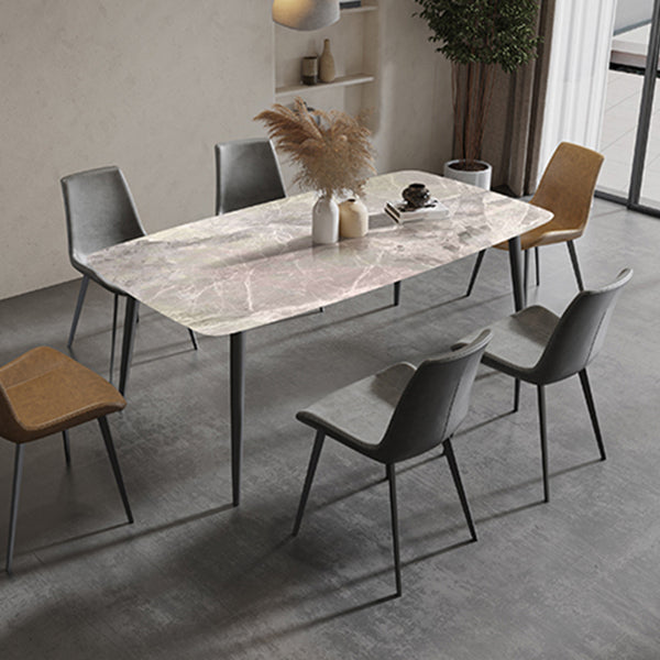 Industrial Rectangle Shape Standard Dining Table Sintered Stone Gray Dining Table for Kitchen Clearhalo ' dining_table' 'Dining Tables & Seating' 'Dining Tables' 'furn' 'furn_dining_table' 'Furniture' 'furniture_dining_table' 'Kitchen & Dining Furniture' 'kitchen&dining_furn' 'kitchen' 'kitchen_dining_table' 3970275